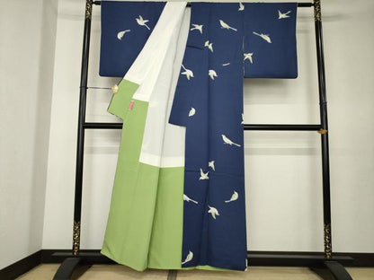 平和屋着物●上質な小紋　鳥　正絹　逸品　AABK6313ck