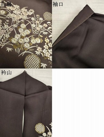 平和屋着物●訪問着　総刺繍　雪輪花文　暈し染め　金糸　ロング丈　正絹　逸品　AABK6315ck