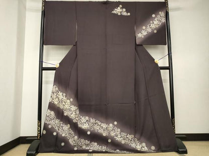 平和屋着物●訪問着　総刺繍　雪輪花文　暈し染め　金糸　ロング丈　正絹　逸品　AABK6315ck