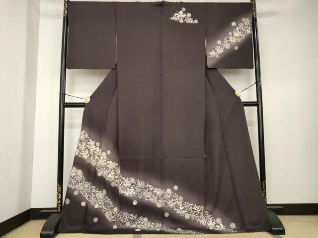 平和屋着物●訪問着　総刺繍　雪輪花文　暈し染め　金糸　ロング丈　正絹　逸品　AABK6315ck