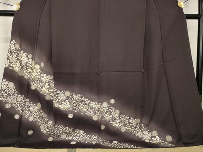 平和屋着物●訪問着　総刺繍　雪輪花文　暈し染め　金糸　ロング丈　正絹　逸品　AABK6315ck