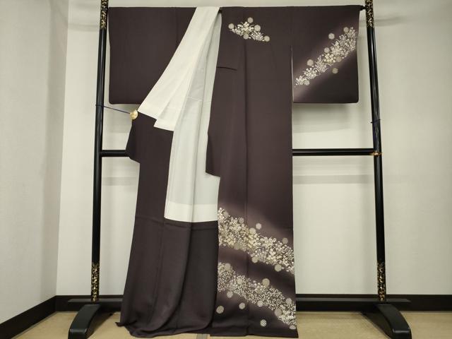 平和屋着物●訪問着　総刺繍　雪輪花文　暈し染め　金糸　ロング丈　正絹　逸品　AABK6315ck