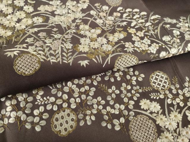 平和屋着物●訪問着　総刺繍　雪輪花文　暈し染め　金糸　ロング丈　正絹　逸品　AABK6315ck