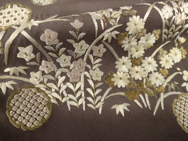 平和屋着物●訪問着　総刺繍　雪輪花文　暈し染め　金糸　ロング丈　正絹　逸品　AABK6315ck