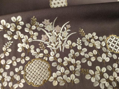 平和屋着物●訪問着　総刺繍　雪輪花文　暈し染め　金糸　ロング丈　正絹　逸品　AABK6315ck