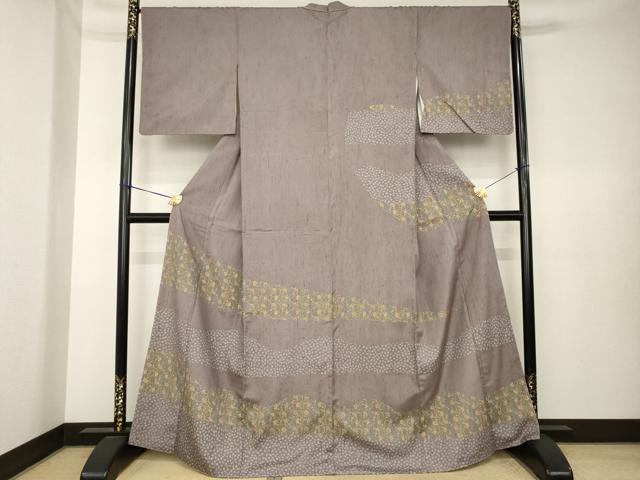 平和屋着物●訪問着　紬地　花唐草文　正絹　逸品　未使用　AABK6317ck