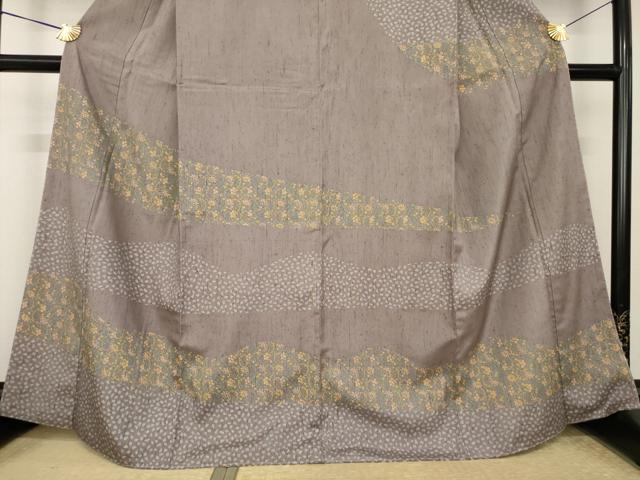 平和屋着物●訪問着　紬地　花唐草文　正絹　逸品　未使用　AABK6317ck