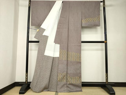 平和屋着物●訪問着　紬地　花唐草文　正絹　逸品　未使用　AABK6317ck