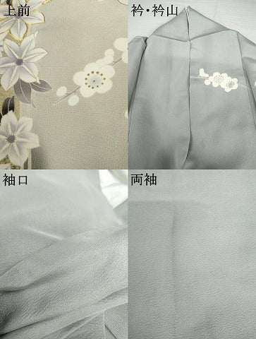 平和屋着物●訪問着　駒刺繍　草花文　暈し染め　金彩　正絹　逸品　AABK6325cs