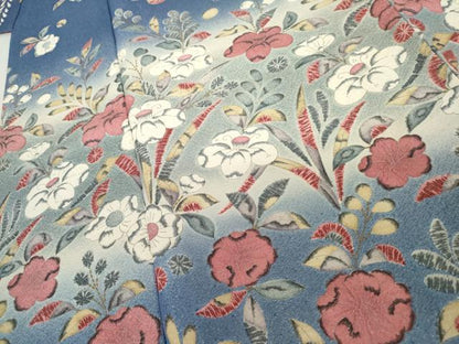 平和屋着物●訪問着　辻が花　暈し染め　銀通し地　正絹　逸品　AABK6327cs