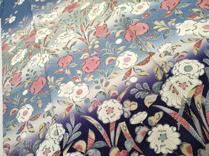 平和屋着物●訪問着　辻が花　暈し染め　銀通し地　正絹　逸品　AABK6327cs