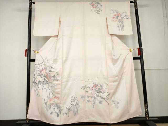 平和屋着物●訪問着　友禅　地紙鴛鴦草花文　正絹　逸品　AABK6328cs