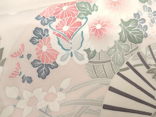 平和屋着物●訪問着　友禅　地紙鴛鴦草花文　正絹　逸品　AABK6328cs