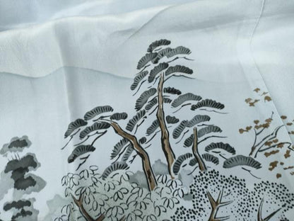 平和屋着物●男性　長襦袢　袷　手描き　人物風景文　暈し染め　正絹　逸品　AABK6329cs