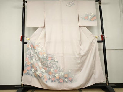 平和屋着物●訪問着　手描き　枝花文　暈し染め　正絹　逸品　AABK6331cs