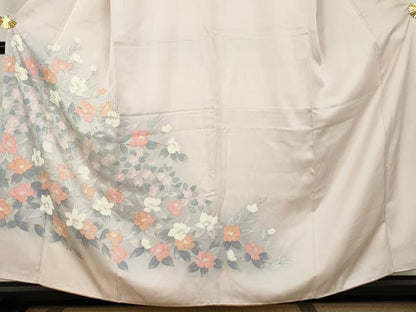 平和屋着物●訪問着　手描き　枝花文　暈し染め　正絹　逸品　AABK6331cs