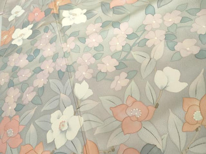 平和屋着物●訪問着　手描き　枝花文　暈し染め　正絹　逸品　AABK6331cs