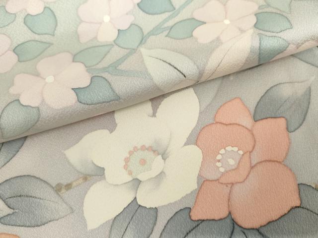 平和屋着物●訪問着　手描き　枝花文　暈し染め　正絹　逸品　AABK6331cs