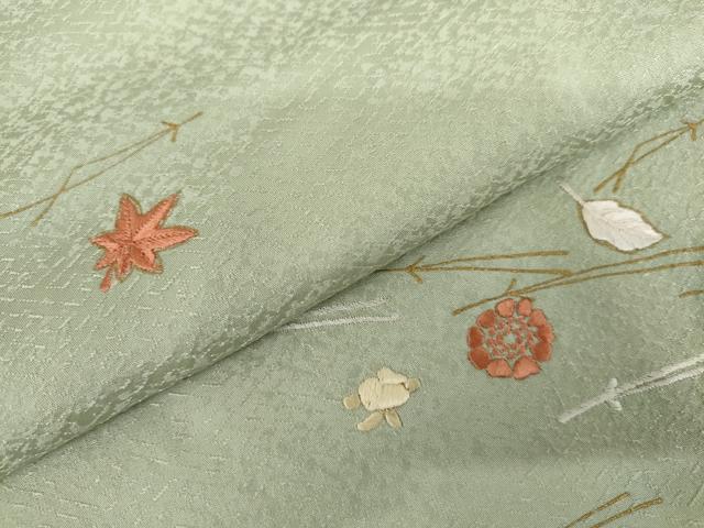 平和屋着物●訪問着　刺繍　吹き寄せ花文　金彩　正絹　逸品　AABK6332cs