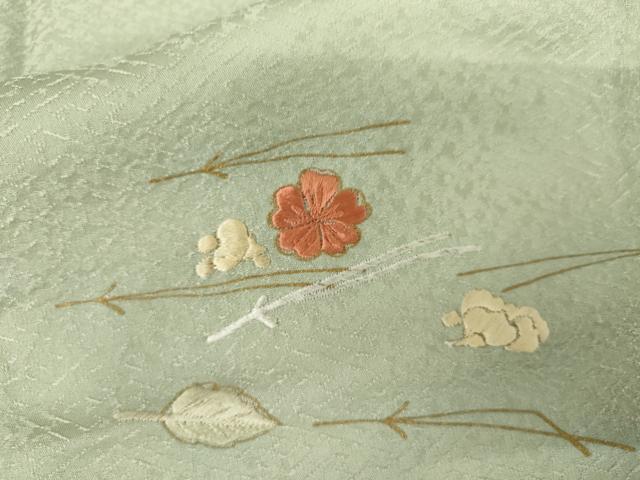 平和屋着物●訪問着　刺繍　吹き寄せ花文　金彩　正絹　逸品　AABK6332cs