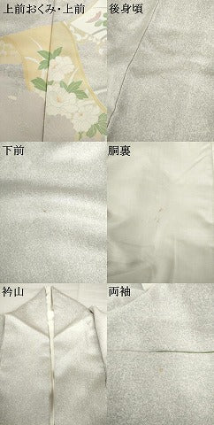 平和屋着物●訪問着　刺繍　絵巻草花文　正絹　逸品　AABK6334cs