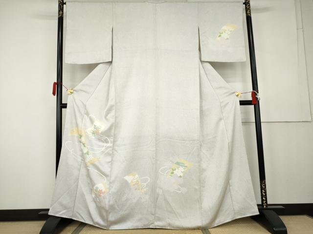 平和屋着物●訪問着　刺繍　絵巻草花文　正絹　逸品　AABK6334cs