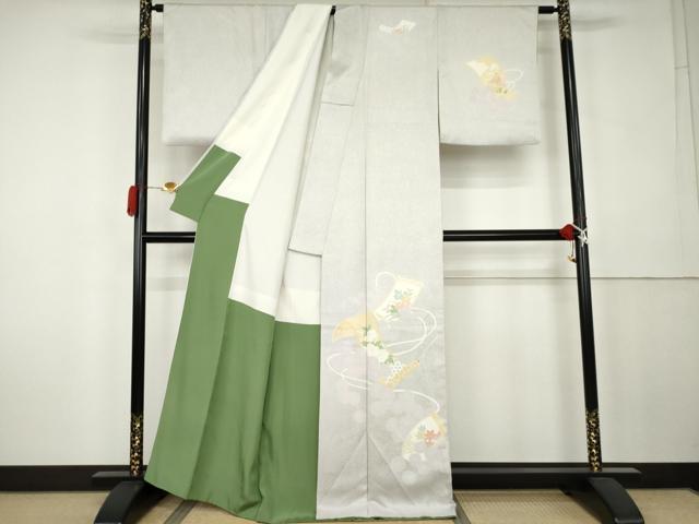 平和屋着物●訪問着　刺繍　絵巻草花文　正絹　逸品　AABK6334cs
