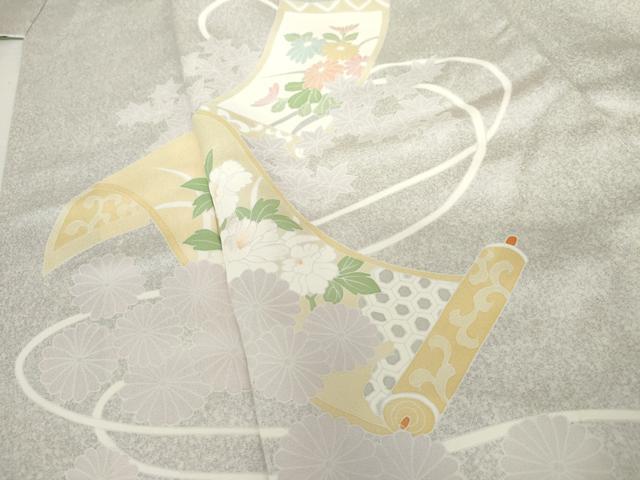平和屋着物●訪問着　刺繍　絵巻草花文　正絹　逸品　AABK6334cs