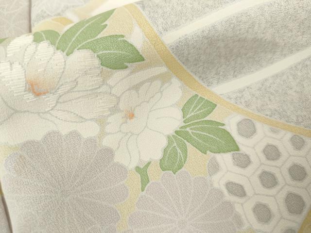 平和屋着物●訪問着　刺繍　絵巻草花文　正絹　逸品　AABK6334cs