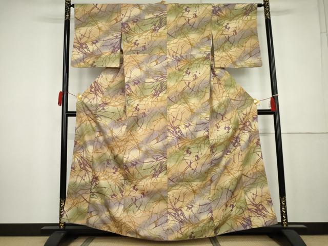 平和屋着物●小紋　枝葉文　暈し染め　洗える着物　AABK6335cs