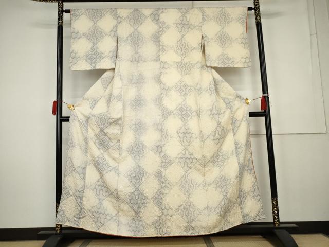 平和屋着物●名門　藤娘きぬたや・総絞り　小紋　吉祥菱文　正絹　逸品　AABK6336cs