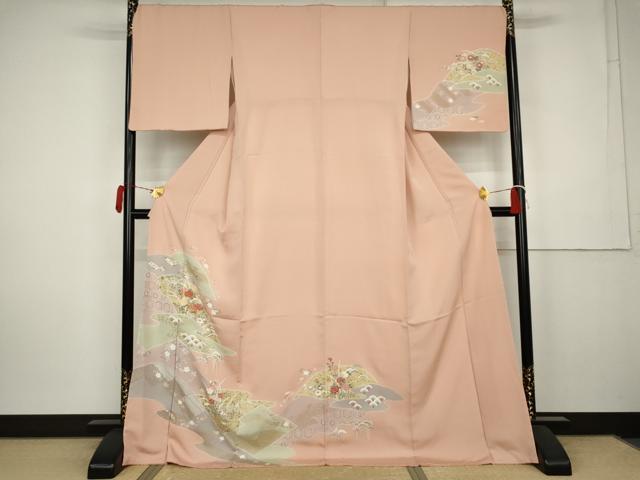 平和屋着物●創業460年・千總　訪問着　駒刺繍　吉祥草花文　金彩　ロング丈　正絹　逸品　未使用　AABK6337cs