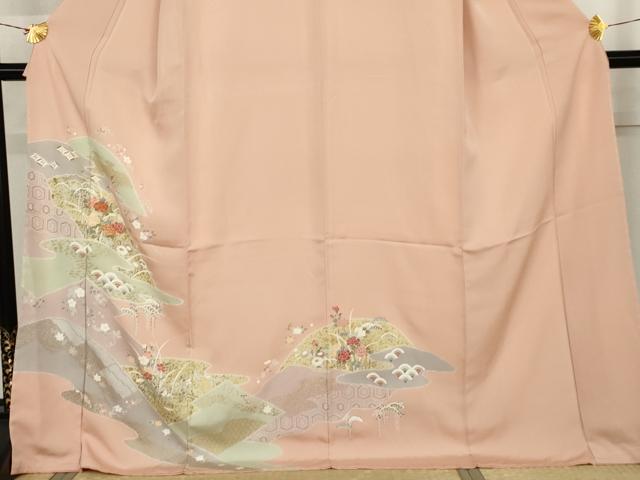 平和屋着物●創業460年・千總　訪問着　駒刺繍　吉祥草花文　金彩　ロング丈　正絹　逸品　未使用　AABK6337cs