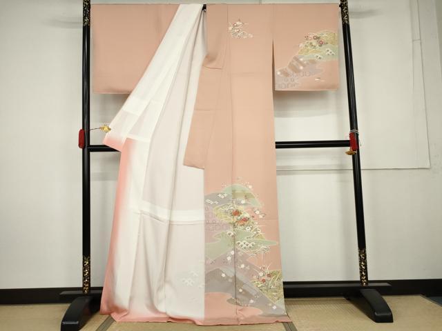 平和屋着物●創業460年・千總　訪問着　駒刺繍　吉祥草花文　金彩　ロング丈　正絹　逸品　未使用　AABK6337cs