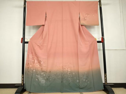 平和屋着物●中国三大刺繍　汕頭刺繍　スワトウ刺繍　訪問着　草花文　暈し染め　正絹　逸品　AABK6338cs