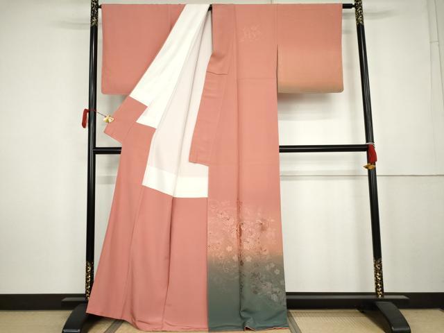 平和屋着物●中国三大刺繍　汕頭刺繍　スワトウ刺繍　訪問着　草花文　暈し染め　正絹　逸品　AABK6338cs