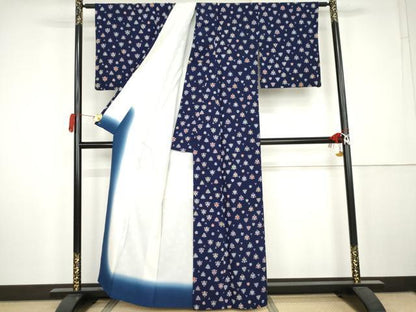 平和屋着物●上質な小紋　幾何学花文　正絹　逸品　AABK6339cs