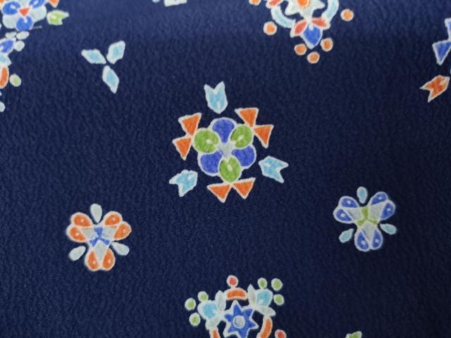 平和屋着物●上質な小紋　幾何学花文　正絹　逸品　AABK6339cs
