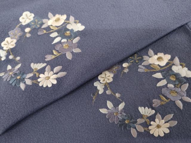 平和屋着物●訪問着　総刺繍　花丸文　金糸　正絹　逸品　AABK6345cs