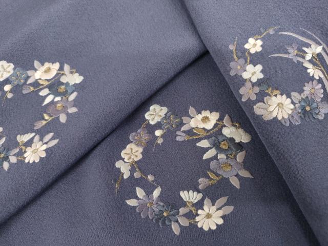 平和屋着物●訪問着　総刺繍　花丸文　金糸　正絹　逸品　AABK6345cs