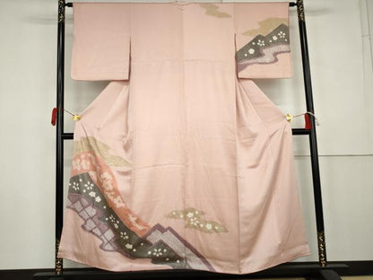 平和屋着物●訪問着　絞り　舞花文　金彩　正絹　逸品　AABK6346cs