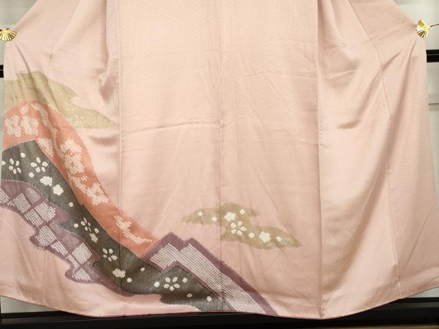 平和屋着物●訪問着　絞り　舞花文　金彩　正絹　逸品　AABK6346cs