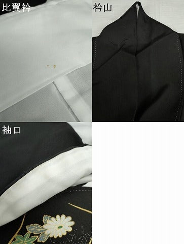 平和屋着物●豪華黒留袖　鳳凰花絵皿文　暈し染め　金彩　正絹　逸品　AABK6347cs