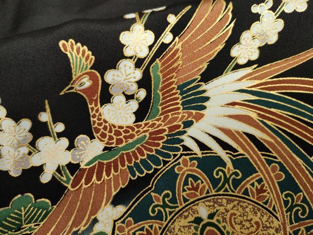 平和屋着物●豪華黒留袖　鳳凰花絵皿文　暈し染め　金彩　正絹　逸品　AABK6347cs