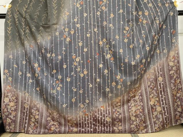 平和屋着物●訪問着　枝垂れ草花文　暈し染め　金彩　正絹　逸品　未使用　AABK6352cs