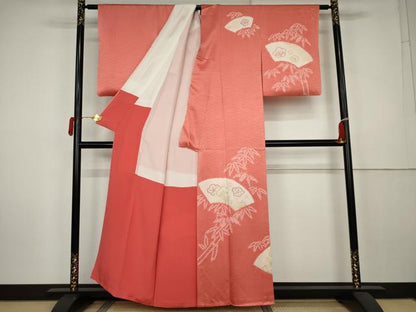 平和屋着物●訪問着　絞り　笹竹梅文　金彩　正絹　逸品　AABK6354cs