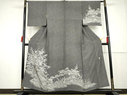 平和屋着物●伝統工芸師　服部光擴　江戸小紋　訪問着　松竹梅文　正絹　逸品　AABK6356cs