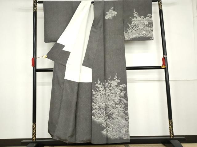 平和屋着物●伝統工芸師　服部光擴　江戸小紋　訪問着　松竹梅文　正絹　逸品　AABK6356cs