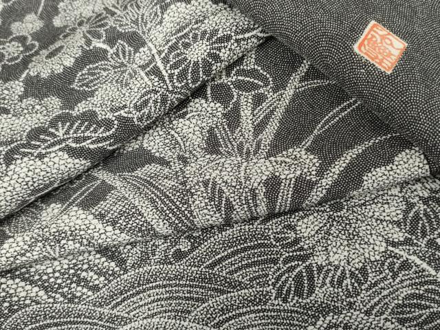 平和屋着物●伝統工芸師　服部光擴　江戸小紋　訪問着　松竹梅文　正絹　逸品　AABK6356cs