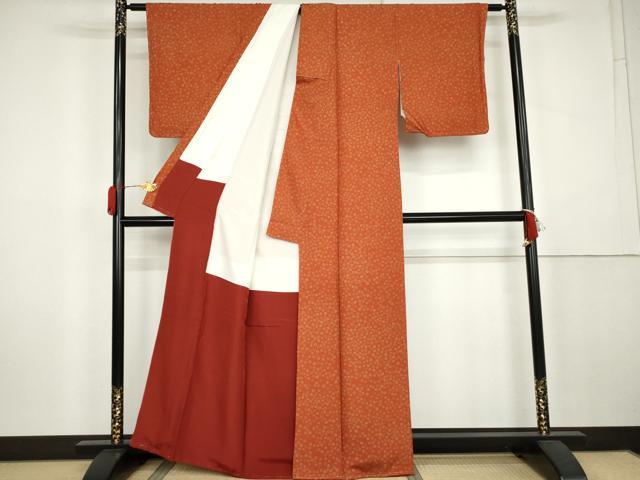 平和屋着物●上質な小紋　舞花文　正絹　逸品　AABK6359cs